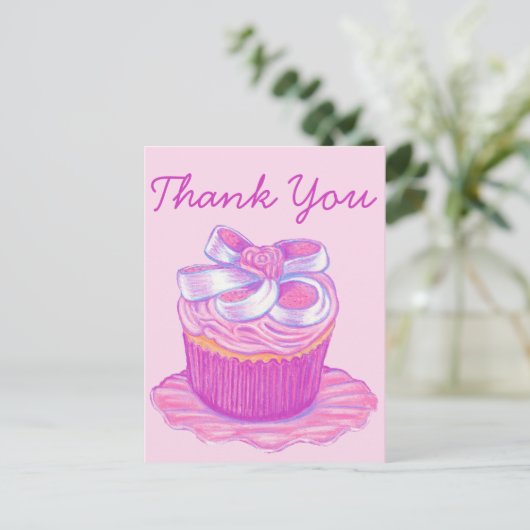 Roze Cupcake Bord Bedankt Ansichtkaart Briefkaart (Staand voorkant)
