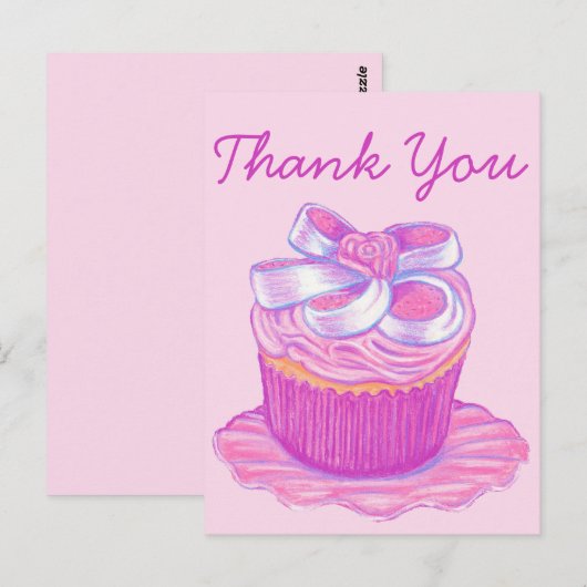 Roze Cupcake Bord Bedankt Ansichtkaart Briefkaart (Voorkant / Achterkant)