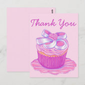Roze Cupcake Bord Dank u Briefkaart (Voorkant / Achterkant)