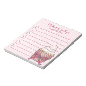 Roze Cupcake Bow Sprinkles Baby Vrijgezellenfeest Notitieblok (Linkerzijde)