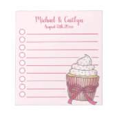 Roze Cupcake Bow Sprinkles Baby Vrijgezellenfeest Notitieblok (Voorkant)