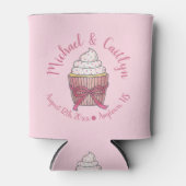 Roze Cupcake Bow Sprinkles Weddenschap Vrijgezelle Blikjeskoeler (Voorkant)