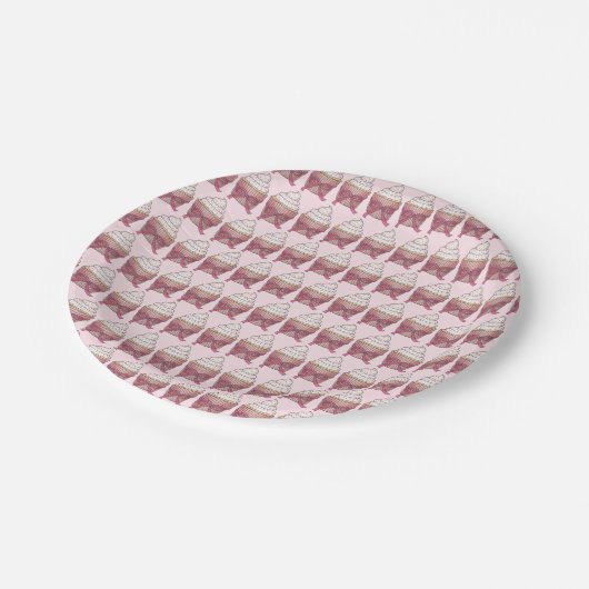 Roze Cupcake Bow Sprinkles Weddenschap Vrijgezelle Papieren Bordje (Gekanteld)