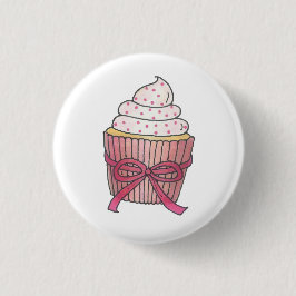 Roze Cupcake Bow Sprinkles Weddenschap Vrijgezelle Ronde Button 3,2 Cm