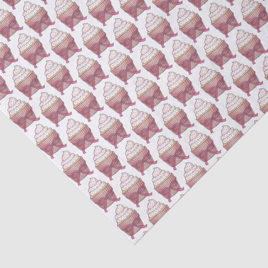 Roze Cupcake Bow Sprinkles Weddenschap Vrijgezelle Tissuepapier (Detail)