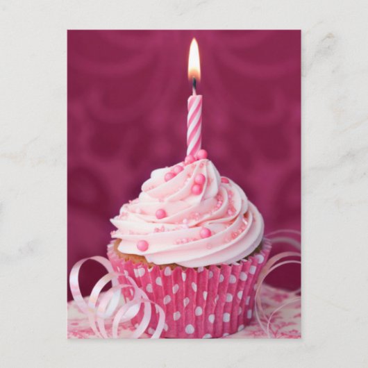 Roze cupcake briefkaart (Voorkant)