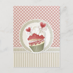 Roze cupcake Briefkaart