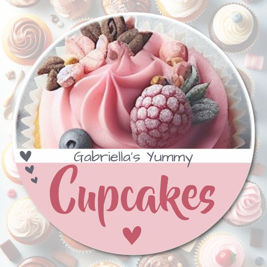 Roze Cupcake Cake Fotosjabloon Baking Label