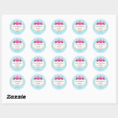 Roze Cupcake Cake Poppen Bakkerij Verpakking Ronde Sticker (Vel)
