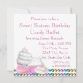Roze Cupcake Candy Buffet Feest Uitnodiging (Achterkant)