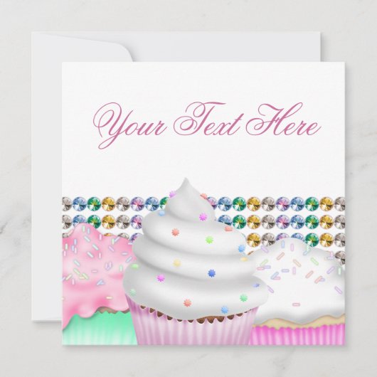 Roze Cupcake Candy Buffet Feest Uitnodiging (Voorkant)
