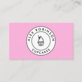 Roze cupcake cirkel logo bakkerij visitekaartje afsprakenkaartje