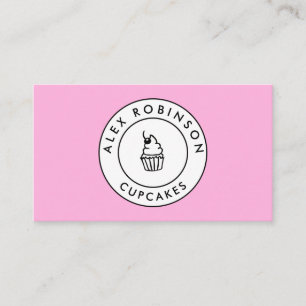 Roze cupcake cirkel logo bakkerij visitekaartje afsprakenkaartje