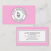 Roze cupcake cirkel logo bakkerij visitekaartje afsprakenkaartje (Voorkant / Achterkant)