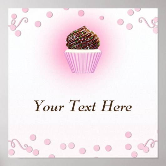 Roze cupcake Confetti Birthday Party Bakery Poster (Voorkant)