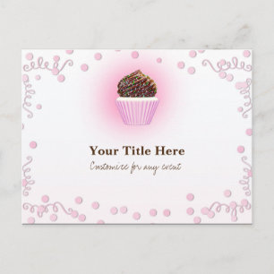 Roze cupcake Confetti Birthday Party Event Flyer Uitnodiging Briefkaart