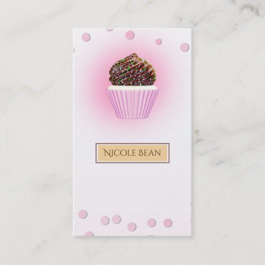 Roze Cupcake Confetti Sprinkles Bakkerij Visitekaartje (Voorkant)