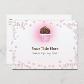 Roze Cupcake Confetti Verjaardagsfeest Event Flyer Uitnodiging Briefkaart (Voorkant / Achterkant)