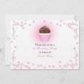 Roze Cupcake Confetti Verjaardagsfeestje Uitnodigi Kaart (Voorkant)