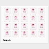 Roze Cupcake Confetti Verjaardagsfeestje Vierkante Sticker (Vel)