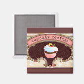 Roze Cupcake Couture Teken Logo Banner Magneet (Voorkant / Achterkant)