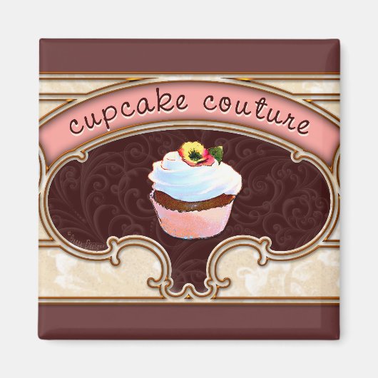 Roze Cupcake Couture Teken Logo Banner Magneet (Voorkant)