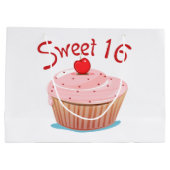 Roze cupcake design Sweet 16 Groot Cadeauzakje (Achterkant)