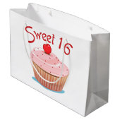 Roze cupcake design Sweet 16 Groot Cadeauzakje (Achterkant Gekanteld)