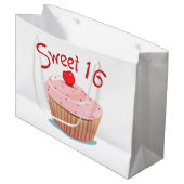 Roze cupcake design Sweet 16 Groot Cadeauzakje (Voorkant Gekanteld)
