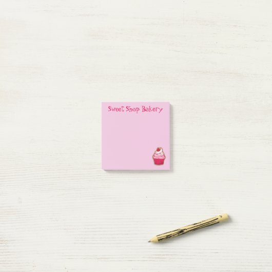 Roze Cupcake Dessert Post-it® notes (Op bureau)