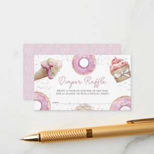Roze Cupcake & Donut Baby Luier Raffle Ticket Informatiekaartje
