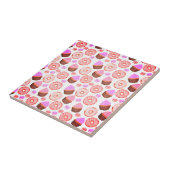 Roze cupcake Donut Macaron Patroon Tegeltje (Zijkant)