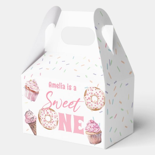 Roze Cupcake & Donut Verjaardag Favoriete Boxen Bedankdoosjes (Voorkant)