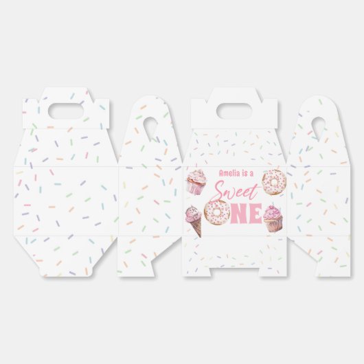 Roze Cupcake & Donut Verjaardag Favoriete Boxen Bedankdoosjes (Ongevouwen)