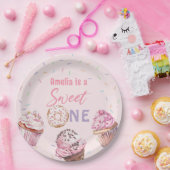 Roze Cupcake & Donut Verjaardagspapier Borden Papieren Bordje (Feest)
