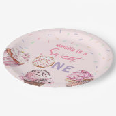 Roze Cupcake & Donut Verjaardagspapier Borden Papieren Bordje (Gekanteld)