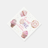 Roze Cupcake & Donut Verjaardagspapier Servet (Hoek)