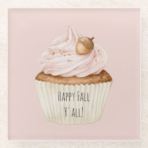 Roze Cupcake Eikel Glazen Onderzetter