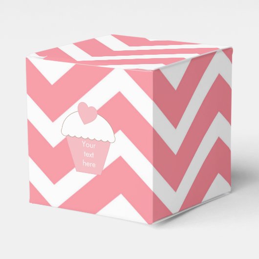 Roze cupcake en Chevron Bedankdoosjes (Voorkant Zijde)