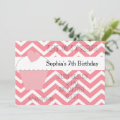 Roze Cupcake en Chevron Verjaardag Kaart (Staand voorkant)
