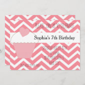 Roze Cupcake en Chevron Verjaardag Kaart (Voorkant / Achterkant)