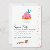 Roze Cupcake en Sprinkles Verjaardagsfeestje Foto Kaart (Voorkant)