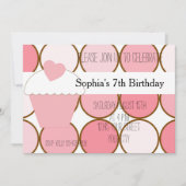 Roze Cupcake en Stippen Verjaardag Kaart (Voorkant)