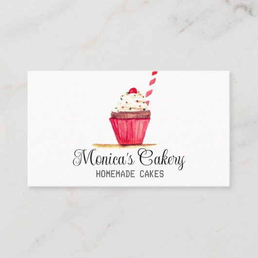 Roze cupcake gebakken koekjes gebakken homemade ba visitekaartje (Voorkant)