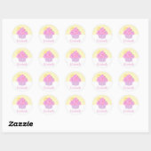 Roze cupcake gele hartjes naam schattige moderne s ronde sticker (Vel)
