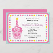 Roze Cupcake Girls 1e verjaardag Uitnodiging (Voorkant / Achterkant)