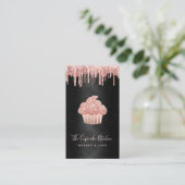 Roze Cupcake Glitter Druppels QR Code Bakkerij op Visitekaartje (Staand voorkant)