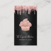 Roze Cupcake Glitter Druppels QR Code Bakkerij op Visitekaartje (Voorkant)