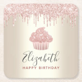 Roze cupcake glitterslijpsels moderne meisjesachti kartonnen onderzetters (Voorkant)