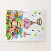 Roze Cupcake Happy Birthday Cupcake Puzzels (Horizontaal)